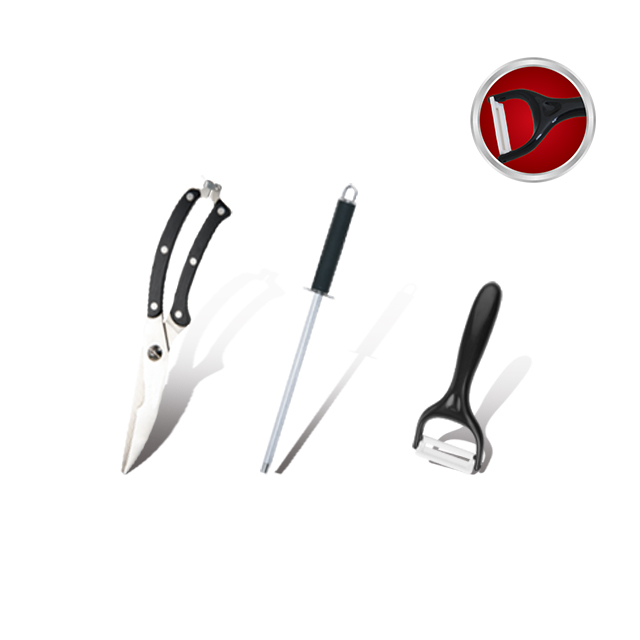 G126-Quality 9 piece set of stainless steel fruit peeler, kitchen scissors, kitchen knife-ZX | kitchen knife,Kitchen tools,Silicone Cake Mould,Cutting Board,Baking Tool Sets,Chef Knife,Steak Knife,Slicer knife,Utility Knife,Paring Knife,Knife block,Knife Stand,Santoku Knife,toddler Knife,Plastic Knife,Non Stick Painting Knife,Colorful Knife,Stainless Steel Knife,Can opener,bottle Opener,Tea Strainer,Grater,Egg Beater,Nylon Kitchen tool,Silicone Kitchen Tool,Cookie Cutter,Cooking Knife Set,Knife Sharpener,Peeler,Cake Knife,Cheese Knife,Pizza Knife,Silicone Spatular,Silicone Spoon,Food Tong,Forged knife,Kitchen Scissors,cake baking knives,Children’s Cooking knives,Carving Knife