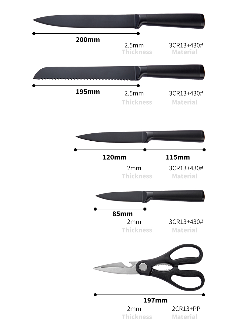 K123-7pcs 3cr13 Stainless Steel black kitchen knife set with acylic block-ZX | kitchen knife,Kitchen tools,Silicone Cake Mould,Cutting Board,Baking Tool Sets,Chef Knife,Steak Knife,Slicer knife,Utility Knife,Paring Knife,Knife block,Knife Stand,Santoku Knife,toddler Knife,Plastic Knife,Non Stick Painting Knife,Colorful Knife,Stainless Steel Knife,Can opener,bottle Opener,Tea Strainer,Grater,Egg Beater,Nylon Kitchen tool,Silicone Kitchen Tool,Cookie Cutter,Cooking Knife Set,Knife Sharpener,Peeler,Cake Knife,Cheese Knife,Pizza Knife,Silicone Spatular,Silicone Spoon,Food Tong,Forged knife,Kitchen Scissors,cake baking knives,Children’s Cooking knives,Carving Knife