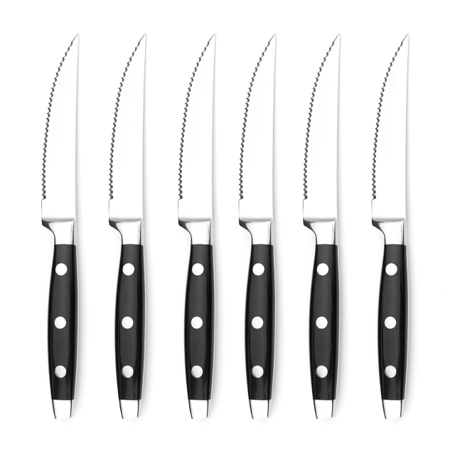 G124-6pcs Cuchillo para bistec de acero inoxidable de alta calidad-ZX | cuchillo de cocina, Utensilios de cocina, Molde de pastel de silicona, Tabla de cortar, Juegos de herramientas para hornear, Cuchillo de chef, Cuchillo para bistec, Cuchillo rebanador, Cuchillo utilitario, Cuchillo para pelar, Bloque de cuchillos, Soporte para cuchillos, Cuchillo Santoku, Cuchillo para niños pequeños, Cuchillo de plástico, Pintura antiadherente Cuchillo, Cuchillo colorido, Cuchillo de acero inoxidable, Abrelatas, Abrebotellas, Colador de té, Rallador, Batidor de huevos, Herramienta de cocina de nylon, Herramienta de cocina de silicona, Cortador de galletas, Juego de cuchillos de cocina, Afilador de cuchillos, Pelador, Cuchillo para pasteles, Cuchillo para queso, Pizza Cuchillo, espátula de silicona, cuchara de silicona, pinzas para alimentos, cuchillo forjado, tijeras de cocina, cuchillos para hornear pasteles, cuchillos de cocina para niños, cuchillo para tallar