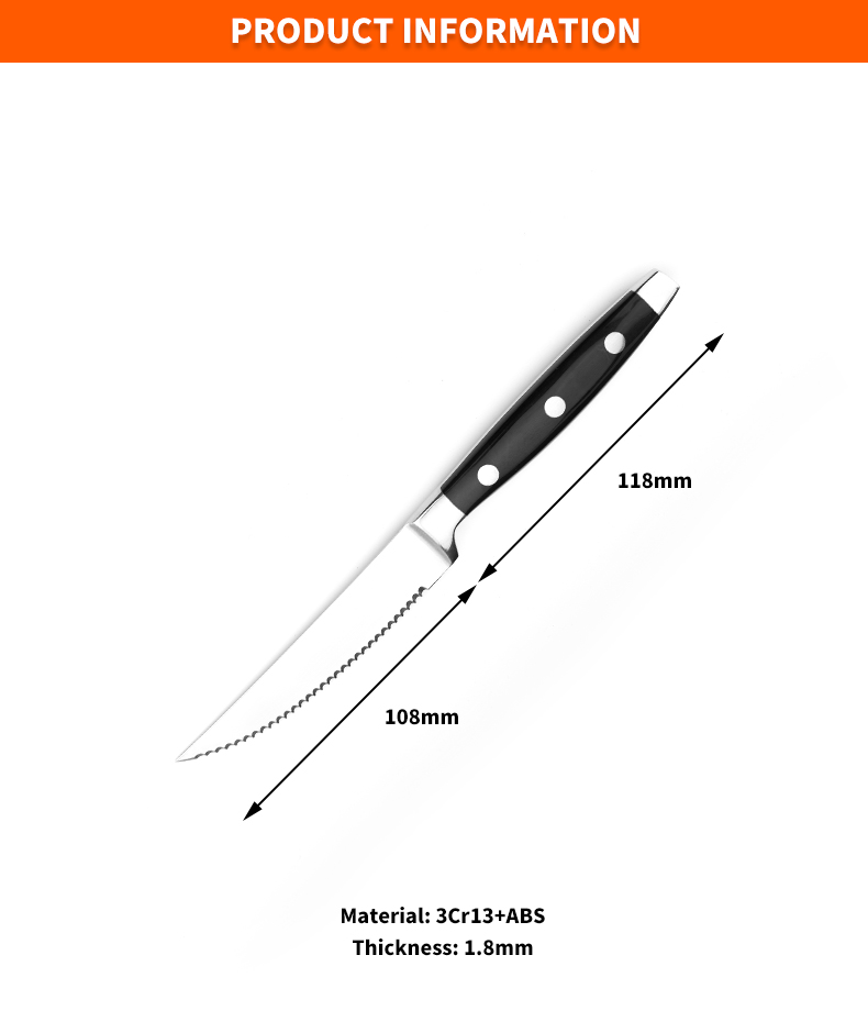 G124-6pcs Cuchillo para bistec de acero inoxidable de alta calidad-ZX | cuchillo de cocina, Utensilios de cocina, Molde de pastel de silicona, Tabla de cortar, Juegos de herramientas para hornear, Cuchillo de chef, Cuchillo para bistec, Cuchillo rebanador, Cuchillo utilitario, Cuchillo para pelar, Bloque de cuchillos, Soporte para cuchillos, Cuchillo Santoku, Cuchillo para niños pequeños, Cuchillo de plástico, Pintura antiadherente Cuchillo, Cuchillo colorido, Cuchillo de acero inoxidable, Abrelatas, Abrebotellas, Colador de té, Rallador, Batidor de huevos, Herramienta de cocina de nylon, Herramienta de cocina de silicona, Cortador de galletas, Juego de cuchillos de cocina, Afilador de cuchillos, Pelador, Cuchillo para pasteles, Cuchillo para queso, Pizza Cuchillo, espátula de silicona, cuchara de silicona, pinzas para alimentos, cuchillo forjado, tijeras de cocina, cuchillos para hornear pasteles, cuchillos de cocina para niños, cuchillo para tallar