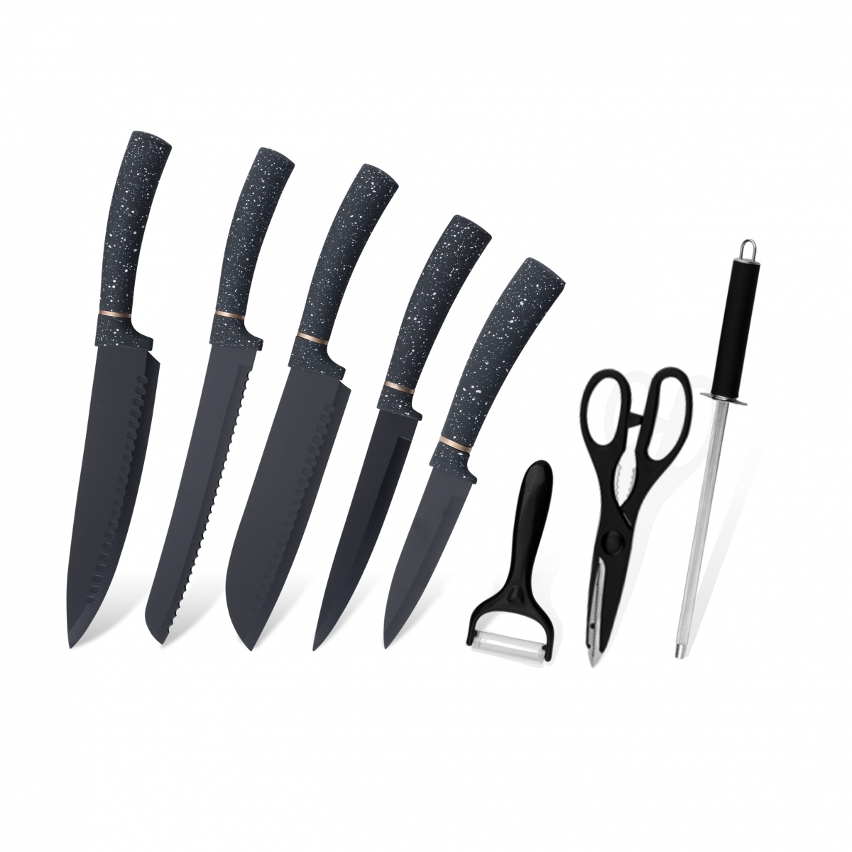 К125-Кухињски сет кухињских ножева високог квалитета од нерђајућег челика-ЗКС | кухињски нож, кухињски алати, силиконски калуп за торте, даска за сечење, сетови алата за печење, нож за кувар, нож за одреске, нож за сечење, помоћни нож, нож за чишћење, блок ножа, постоље за нож, сантоку нож, нож за бебе, пластични нож за ножеве, Нож, Шарени нож, Нож од нерђајућег челика, Отварач за конзерве, Отварач за флаше, Цједило за чај, Рендач, Мутилица за јаја, Најлонски кухињски алат, Силиконски кухињски алат, Резач за колаче, Сет ножева за кување, Оштрилица за ножеве, Љушталица, Нож за колаче, Нож за кафу, Нож, силиконска лопатица, силиконска кашика, хватаљка за храну, ковани нож, кухињске маказе, ножеви за печење колача, дечији ножеви за кување, нож за резбарење