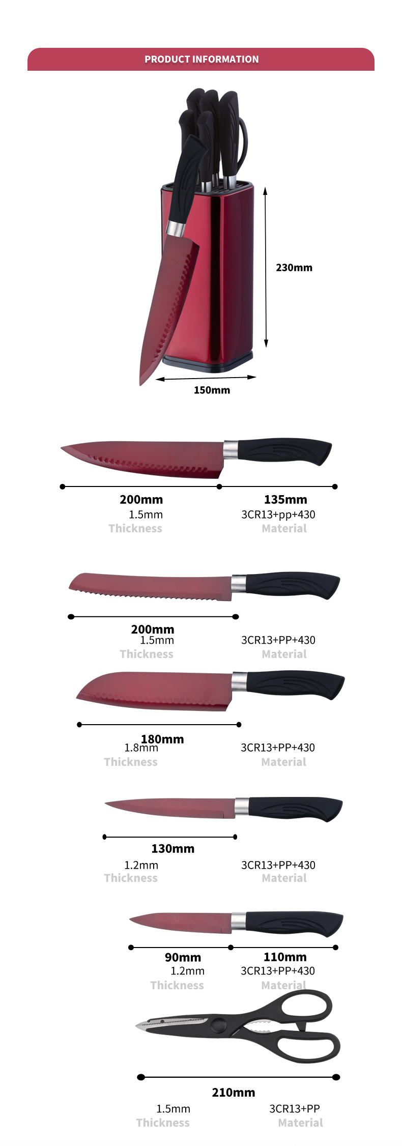 S142-厂家直供6件最佳设计不锈钢厨刀套装带彩色块用于厨师雕刻烹饪-ZX | 菜刀,厨房工具,硅胶蛋糕模,砧板,烘焙工具套装,厨师刀,牛排刀,切片刀,美工刀,削皮刀,刀座,刀架,三德刀,幼儿刀,塑料刀,不沾画刀具,彩色刀,不锈钢刀,开罐器,开瓶器,滤茶器,刨丝器,打蛋器,尼龙厨具,硅胶厨具,曲奇刀,厨刀套装,磨刀器,削皮器,蛋糕刀,芝士刀,披萨刀具，硅胶铲，硅胶勺，食品钳，锻造刀，厨房剪刀，蛋糕烤刀，儿童烹饪刀，雕刻刀