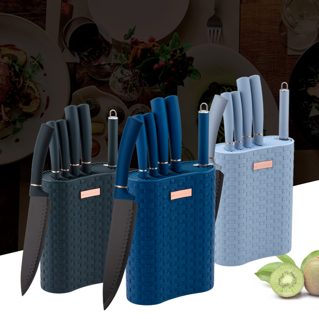 K145-Hot sale trendy Household black coating stainless steel 6pcs kitchen Accessories set with weave pattern block-ZX | kitchen knife,Kitchen tools,Silicone Cake Mould,Cutting Board,Baking Tool Sets,Chef Knife,Steak Knife,Slicer knife,Utility Knife,Paring Knife,Knife block,Knife Stand,Santoku Knife,toddler Knife,Plastic Knife,Non Stick Painting Knife,Colorful Knife,Stainless Steel Knife,Can opener,bottle Opener,Tea Strainer,Grater,Egg Beater,Nylon Kitchen tool,Silicone Kitchen Tool,Cookie Cutter,Cooking Knife Set,Knife Sharpener,Peeler,Cake Knife,Cheese Knife,Pizza Knife,Silicone Spatular,Silicone Spoon,Food Tong,Forged knife,Kitchen Scissors,cake baking knives,Children’s Cooking knives,Carving Knife