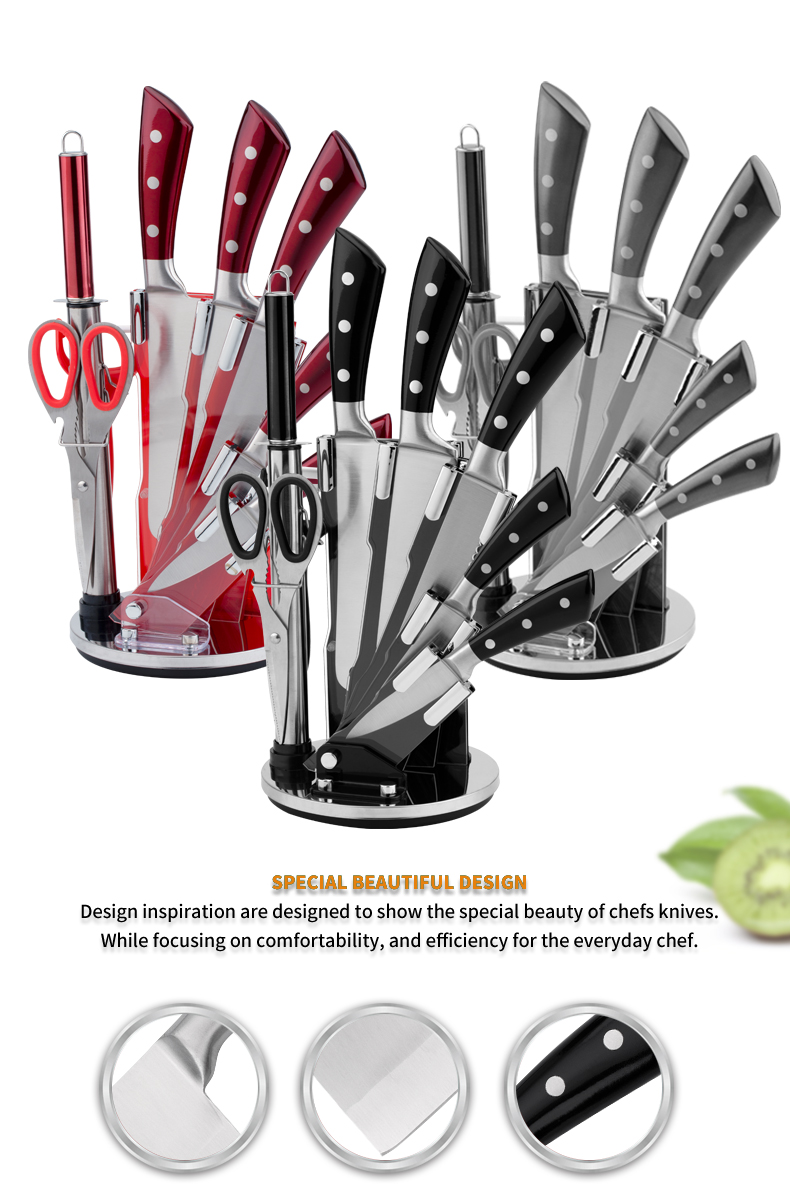 K124-Hot salg 8 stk 3cr13 430 rustfritt stål kjøkken kokkekniv sett med sakseskreller-ZX | kjøkkenkniv, kjøkkenverktøy, silikonkakeform, skjærebrett, bakeverktøysett, kokkekniv, biffkniv, skjærekniv, verktøykniv, skjærekniv, knivblokk, knivstativ, Santoku-kniv, småbarnskniv, plastkniv, non-stick maling Kniv, fargerik kniv, rustfri stålkniv, boksåpner, flaskeåpner, tesil, rivjern, eggvisper, kjøkkenverktøy i nylon, kjøkkenverktøy i silikon, cookie cutter, kokeknivsett, knivsliper, skreller, kakekniv, ostekniv, pizza Kniv, silikon spatel, silikonskje, mattang, smidd kniv, kjøkkensaks, kakebakekniver, kokekniver for barn, utskjæringskniv
