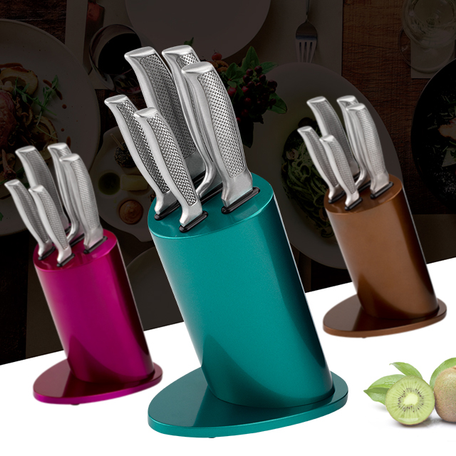 K128-Customized 5 Pcs 3cr13 Stainless Steel Kitchen Knife Chef Knife Set with Colorful Block-ZX | kitchen knife,Kitchen tools,Silicone Cake Mould,Cutting Board,Baking Tool Sets,Chef Knife,Steak Knife,Slicer knife,Utility Knife,Paring Knife,Knife block,Knife Stand,Santoku Knife,toddler Knife,Plastic Knife,Non Stick Painting Knife,Colorful Knife,Stainless Steel Knife,Can opener,bottle Opener,Tea Strainer,Grater,Egg Beater,Nylon Kitchen tool,Silicone Kitchen Tool,Cookie Cutter,Cooking Knife Set,Knife Sharpener,Peeler,Cake Knife,Cheese Knife,Pizza Knife,Silicone Spatular,Silicone Spoon,Food Tong,Forged knife,Kitchen Scissors,cake baking knives,Children’s Cooking knives,Carving Knife