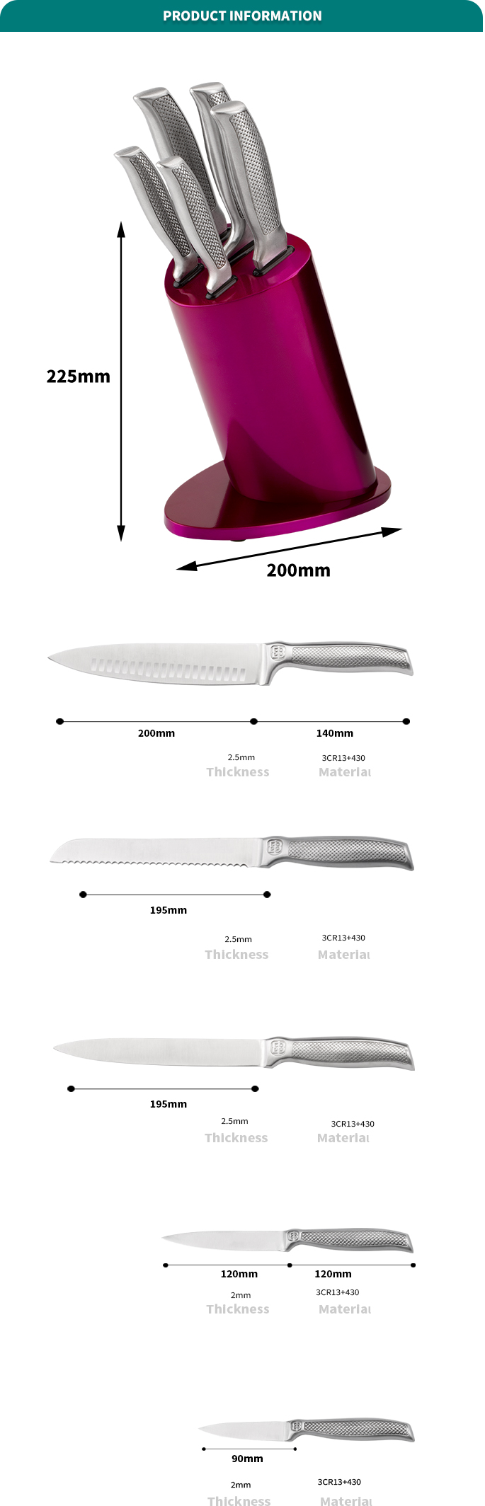 K128-Customized 5 Pcs 3cr13 Stainless Steel Kitchen Knife Chef Knife Set with Colorful Block-ZX | kitchen knife,Kitchen tools,Silicone Cake Mould,Cutting Board,Baking Tool Sets,Chef Knife,Steak Knife,Slicer knife,Utility Knife,Paring Knife,Knife block,Knife Stand,Santoku Knife,toddler Knife,Plastic Knife,Non Stick Painting Knife,Colorful Knife,Stainless Steel Knife,Can opener,bottle Opener,Tea Strainer,Grater,Egg Beater,Nylon Kitchen tool,Silicone Kitchen Tool,Cookie Cutter,Cooking Knife Set,Knife Sharpener,Peeler,Cake Knife,Cheese Knife,Pizza Knife,Silicone Spatular,Silicone Spoon,Food Tong,Forged knife,Kitchen Scissors,cake baking knives,Children’s Cooking knives,Carving Knife