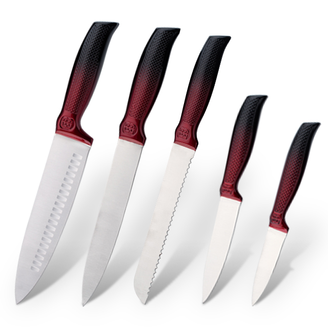 K129-Персонализирани 5 бр. 3cr13 Кухненски нож от неръждаема стомана Комплект ножове за готвач с цветен блок-ZX | кухненски нож, кухненски инструменти, силиконова форма за торта, дъска за рязане, комплекти инструменти за печене, нож за готвач, нож за пържола, нож за пържола, нож за помощни средства, нож за чистене, блок за ножове, поставка за ножове, нож Santoku, нож за малко дете, нож за пържола, нож за нарязване, Нож, цветен нож, нож от неръждаема стомана, отварачка за консерви, отварачка за бутилки, цедка за чай, ренде, бъркалка за яйца, найлонов кухненски инструмент, силиконов кухненски инструмент, резачка за бисквитки, комплект ножове за готвене, точилка за ножове, белачка, нож за торта, нож за кафе, Нож, Силиконова шпатула, Силиконова лъжица, Хранителна щипка, Кован нож, Кухненски ножици, Ножове за печене на торти, Детски ножове за готвене, Нож за дърворезба