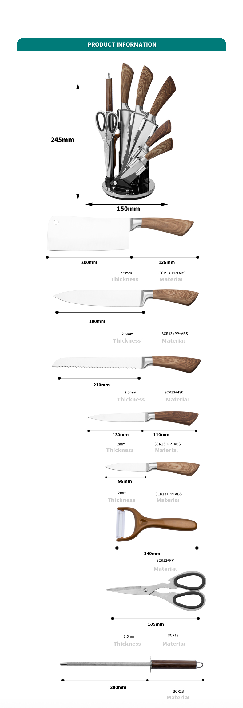 K115-Hot venda na moda 8 pcs de aço inoxidável ultra afiada faca de cozinha culinária conjunto com Acrílico Stand-ZX | faca de cozinha, ferramentas de cozinha, molde de bolo de silicone, tábua de cortar, conjuntos de ferramentas de cozimento, faca de chef, faca de bife, faca de fatiador, faca utilitária, faca de aparar, bloco de faca, suporte de faca, faca Santoku, faca infantil, faca de plástico, pintura antiaderente Faca, faca colorida, faca de aço inoxidável, abridor de latas, abridor de garrafas, coador de chá, ralador, batedor de ovos, ferramenta de cozinha de nylon, ferramenta de cozinha de silicone, cortador de biscoitos, conjunto de facas de cozinha, apontador de facas, descascador, faca de bolo, faca de queijo, pizza Faca, espátula de silicone, colher de silicone, pinça de comida, faca forjada, tesoura de cozinha, facas de cozimento de bolo, facas de cozinha infantil, faca de escultura