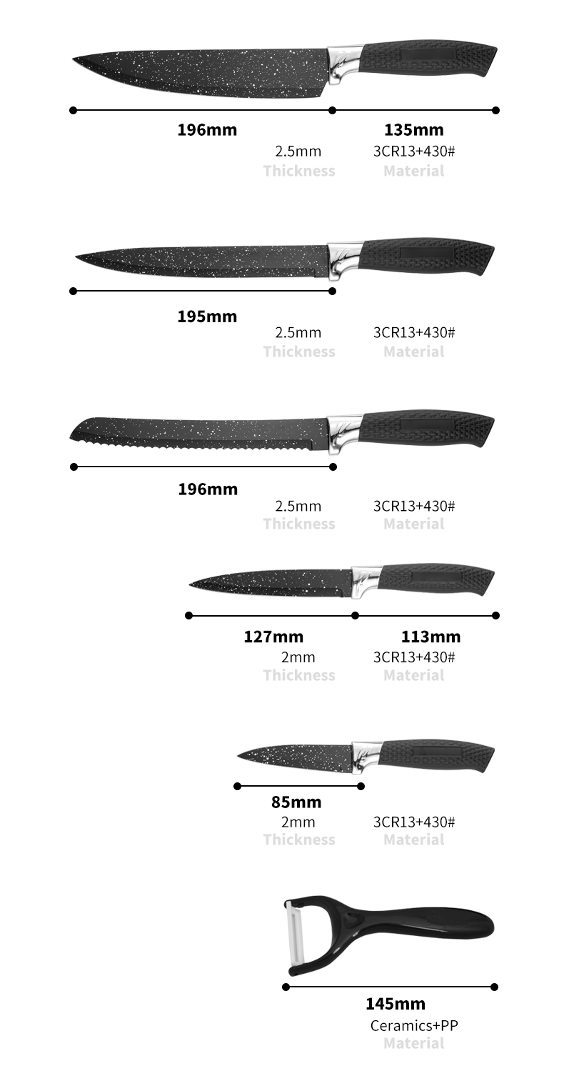 S121-6 delar kökskniv set i 2 färger-ZX | kökskniv, köksredskap, kakform i silikon, skärbräda, bakverktygsset, kockkniv, stekkniv, skivkniv, redskapskniv, skalkniv, knivblock, knivställ, Santoku-kniv, småbarnskniv, plastkniv, non-stick målning Kniv, färgglad kniv, kniv i rostfritt stål, konservöppnare, flasköppnare, tesil, rivjärn, äggvisp, köksredskap i nylon, köksredskap i silikon, kakskärare, matlagningsknivset, knivvässare, skalare, kakkniv, ostkniv, pizza Kniv, silikonspatel, silikonsked, mattång, smidd kniv, kökssax, kakbakningsknivar, matlagningsknivar för barn, snidkniv