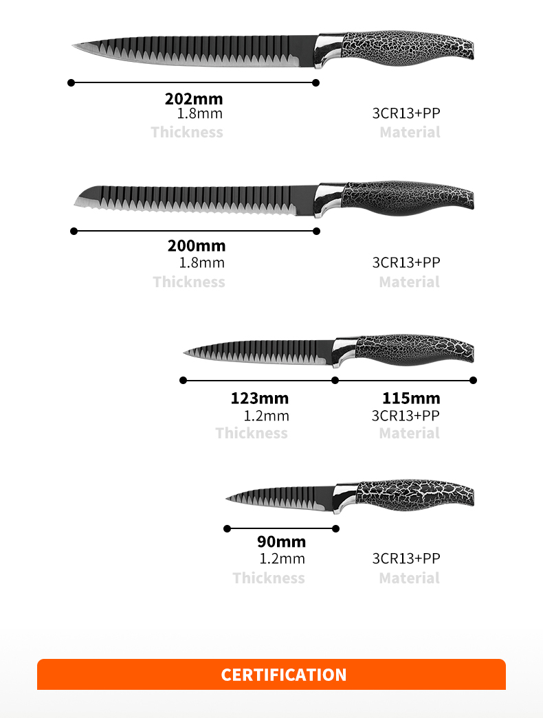 S114-Varmsäljande multifunktionell 5 st 3CR13 Rostfritt stål kökskniv set-ZX | kökskniv, köksredskap, kakform i silikon, skärbräda, bakverktygsset, kockkniv, stekkniv, skivkniv, redskapskniv, skalkniv, knivblock, knivställ, Santoku-kniv, småbarnskniv, plastkniv, non-stick målning Kniv, färgglad kniv, kniv i rostfritt stål, konservöppnare, flasköppnare, tesil, rivjärn, äggvisp, köksredskap i nylon, köksredskap i silikon, kakskärare, matlagningsknivset, knivvässare, skalare, kakkniv, ostkniv, pizza Kniv, silikonspatel, silikonsked, mattång, smidd kniv, kökssax, kakbakningsknivar, matlagningsknivar för barn, snidkniv
