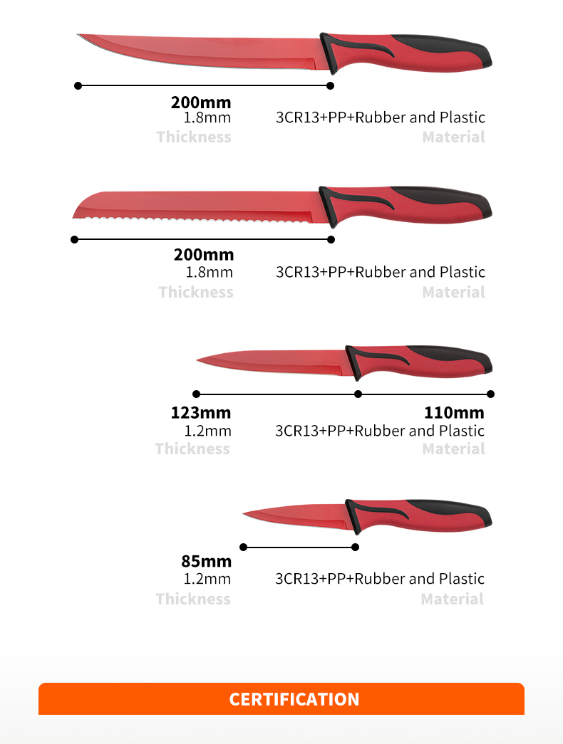 S116-OEM Fabriks multifunktionell 5st rostfritt stål köksknivset med plasthandtag-ZX | kökskniv, köksredskap, kakform i silikon, skärbräda, bakverktygsset, kockkniv, stekkniv, skivkniv, redskapskniv, skalkniv, knivblock, knivställ, Santoku-kniv, småbarnskniv, plastkniv, non-stick målning Kniv, färgglad kniv, kniv i rostfritt stål, konservöppnare, flasköppnare, tesil, rivjärn, äggvisp, köksredskap i nylon, köksredskap i silikon, kakskärare, matlagningsknivset, knivvässare, skalare, kakkniv, ostkniv, pizza Kniv, silikonspatel, silikonsked, mattång, smidd kniv, kökssax, kakbakningsknivar, matlagningsknivar för barn, snidkniv