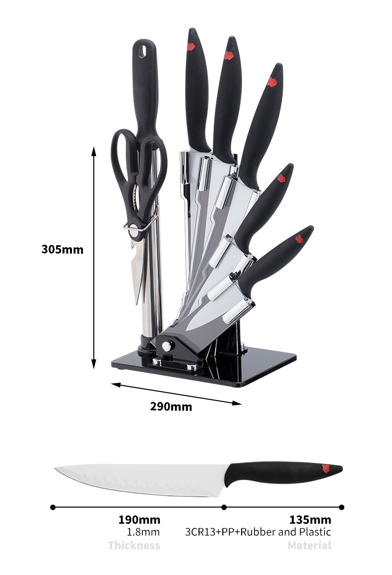 S131-Bag-ong Pag-abot Multifunctional Stainless Steel 7pcs Kitchen Knife Set nga adunay Plastic Handle-ZX | kutsilyo sa kusina, mga gamit sa kusina, Silicone Cake Mould, Cutting Board, Baking Tool Sets, Chef Knife, Steak Knife, Slicer knife, Utility Knife, Paring Knife, Knife block, Knife Stand, Santoku Knife, Knife sa bata, Plastic Knife, Non Stick Painting Kutsilyo, Mabulukon nga Knife, Stainless Steel Knife, Can opener, Bottle Opener, Tea Strainer, Grater, Egg Beater, Nylon Kitchen Tool, Silicone Kitchen Tool, Cookie Cutter, Cooking Knife Set, Knife Sharpener, Peeler, Cake Knife, Cheese Knife, Pizza Knife, Silicone Spatular, Silicone Spoon, Food Tong, Forged nga kutsilyo, Gunting sa Kusina, mga kutsilyo sa pagluto sa cake, Mga kutsilyo sa Pagluto sa mga Bata, Knife