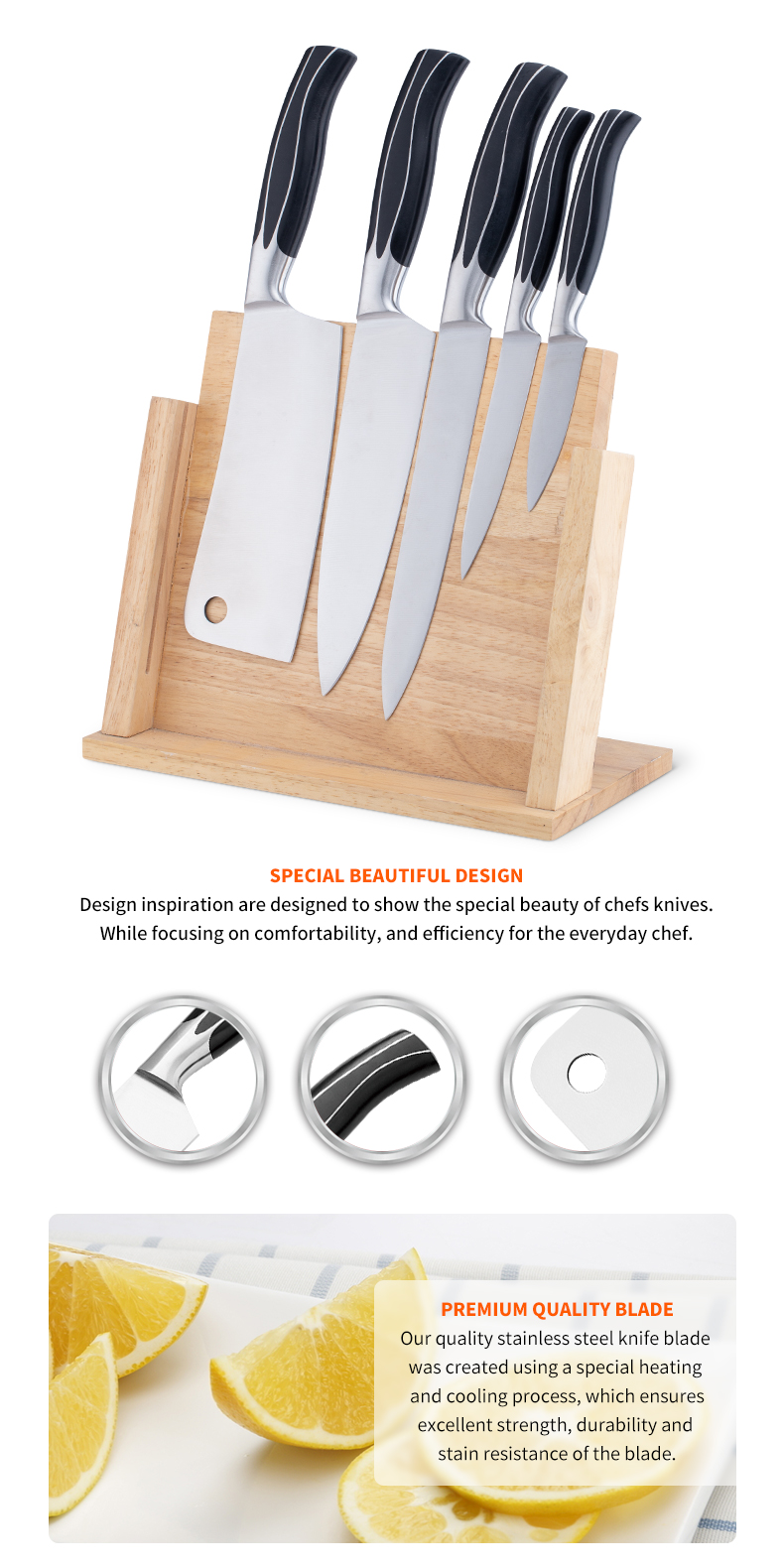 G107-Professional 6 pcs 3cr13 Stainless Steel Chef Knives kitchen knife set with wood block-ZX | kitchen knife,Kitchen tools,Silicone Cake Mould,Cutting Board,Baking Tool Sets,Chef Knife,Steak Knife,Slicer knife,Utility Knife,Paring Knife,Knife block,Knife Stand,Santoku Knife,toddler Knife,Plastic Knife,Non Stick Painting Knife,Colorful Knife,Stainless Steel Knife,Can opener,bottle Opener,Tea Strainer,Grater,Egg Beater,Nylon Kitchen tool,Silicone Kitchen Tool,Cookie Cutter,Cooking Knife Set,Knife Sharpener,Peeler,Cake Knife,Cheese Knife,Pizza Knife,Silicone Spatular,Silicone Spoon,Food Tong,Forged knife,Kitchen Scissors,cake baking knives,Children’s Cooking knives,Carving Knife