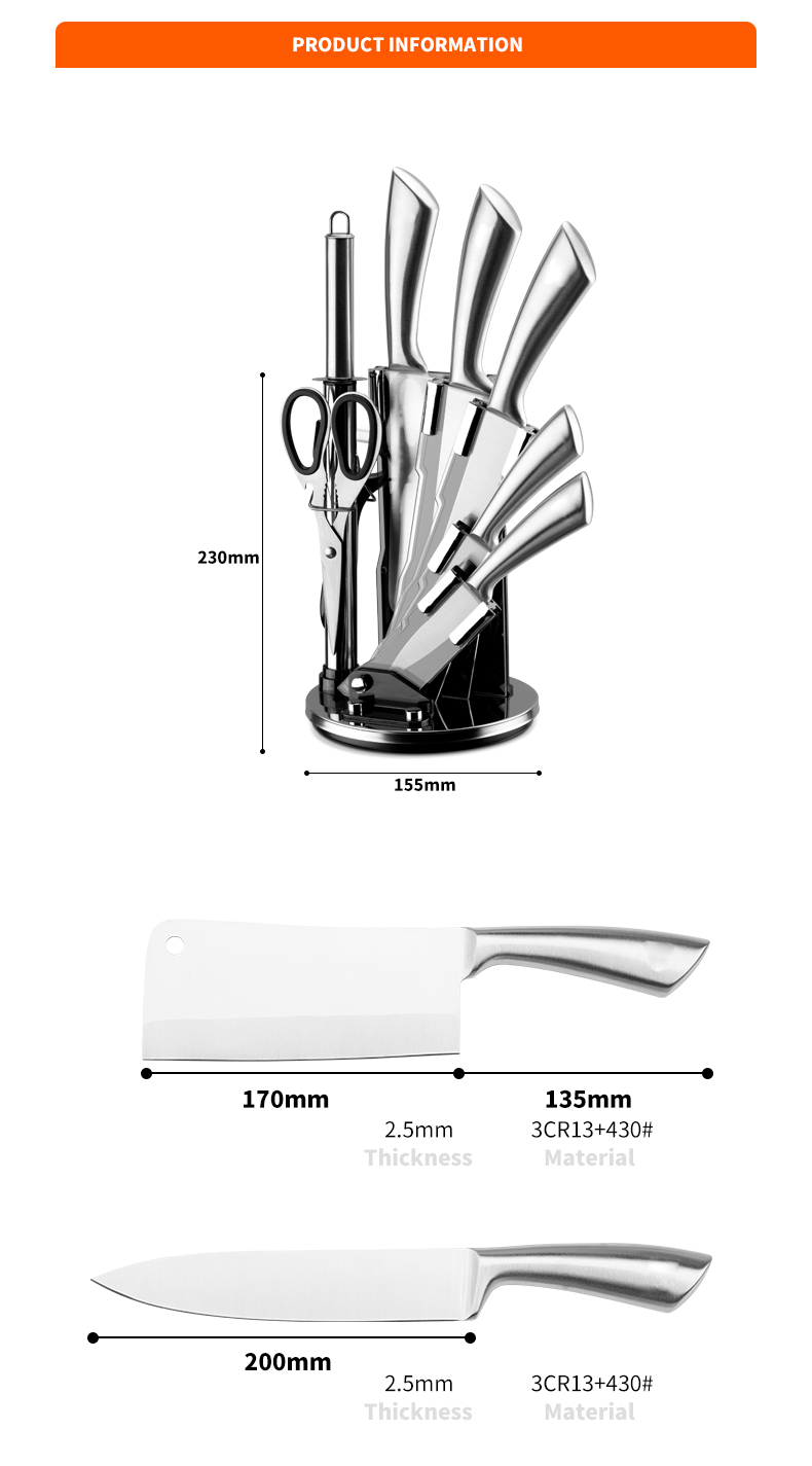 9 Pcs Private Label Customized 3cr13 Stainless Steel kitchen scissors kitchen knife set with acylic block-ZX | kitchen knife,Kitchen tools,Silicone Cake Mould,Cutting Board,Baking Tool Sets,Chef Knife,Steak Knife,Slicer knife,Utility Knife,Paring Knife,Knife block,Knife Stand,Santoku Knife,toddler Knife,Plastic Knife,Non Stick Painting Knife,Colorful Knife,Stainless Steel Knife,Can opener,bottle Opener,Tea Strainer,Grater,Egg Beater,Nylon Kitchen tool,Silicone Kitchen Tool,Cookie Cutter,Cooking Knife Set,Knife Sharpener,Peeler,Cake Knife,Cheese Knife,Pizza Knife,Silicone Spatular,Silicone Spoon,Food Tong,Forged knife,Kitchen Scissors,cake baking knives,Children’s Cooking knives,Carving Knife