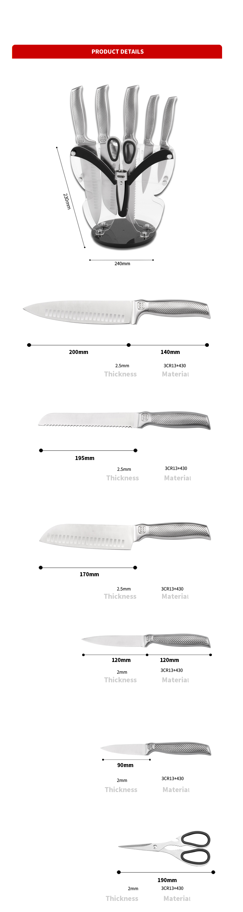 K127-Customized Tshiab Tsim 6pcs 3cr13 Stainless Hlau Scissors Chef Riam Chav Ua Noj Riam Teeb nrog Npauj Npaim Shape Acylic Block-ZX | Chav ua noj riam, cov cuab yeej hauv chav ua noj, Silicone ncuav mog qab zib pwm, txiav Board, Cov cuab yeej ci, Cov Kws Ua Haujlwm Riam, Steak Riam, Slicer Riam, Riam Utility, Paring Riam, Riam Block, Riam Stand, Santoku Riam, me nyuam me riam, Riam yas, tsis yog xim Riam, Muaj yeeb yuj Riam, Stainless Hlau Riam, Can opener, lub raj mis qhib, Tshuaj yej Strainer, Grater, Qe Beater, Nylon Kitchen Tool, Silicone Kitchen Tool, Cookie Cutter, Cooking Riam Set, Riam Sharpener, Peeler, Cake Riam, Cheese Riam, Riam, Silicone Spatular, Silicone Diav, Khoom noj khoom haus Tong, Forged riam, Kitchen Scissors, ncuav mog qab zib ci riam, Me nyuam yaus ua noj riam, Carving Riam