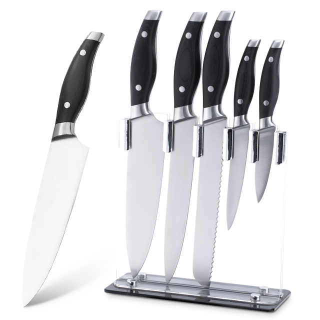 6pcs 3cr13 hindi kinakalawang na asero chef kutsilyo set ng kutsilyo sa kusina na may acylic block-ZX | kutsilyo sa kusina,Mga tool sa kusina,Silicone Cake Mould,Cutting Board,Baking Tool Sets,Chef Knife,Steak Knife,Slicer knife,Utility Knife,Paring Knife,Knife block,Knife Stand,Santoku Knife,Toddler Knife,Plastic Knife,Non Stick Painting Kutsilyo,Makulay na Kutsilyo,Kutsilyong Stainless Steel,Pambubukas ng lata,Pambubukas ng Bote,Salaan ng Tsaa,Grater,Egg Beater,Nylon Kitchen tool,Silicone Kitchen Tool,Cookie Cutter,Cooking Knife Set,Knife Sharpener,Peeler,Cake Knife,Cheese Knife,Pizza Knife, Silicone Spatular, Silicone Spoon, Food Tong, Forged na kutsilyo, Gunting sa Kusina, mga kutsilyo sa pagbe-bake ng cake, Mga kutsilyo sa pagluluto ng mga bata, Ukit na kutsilyo