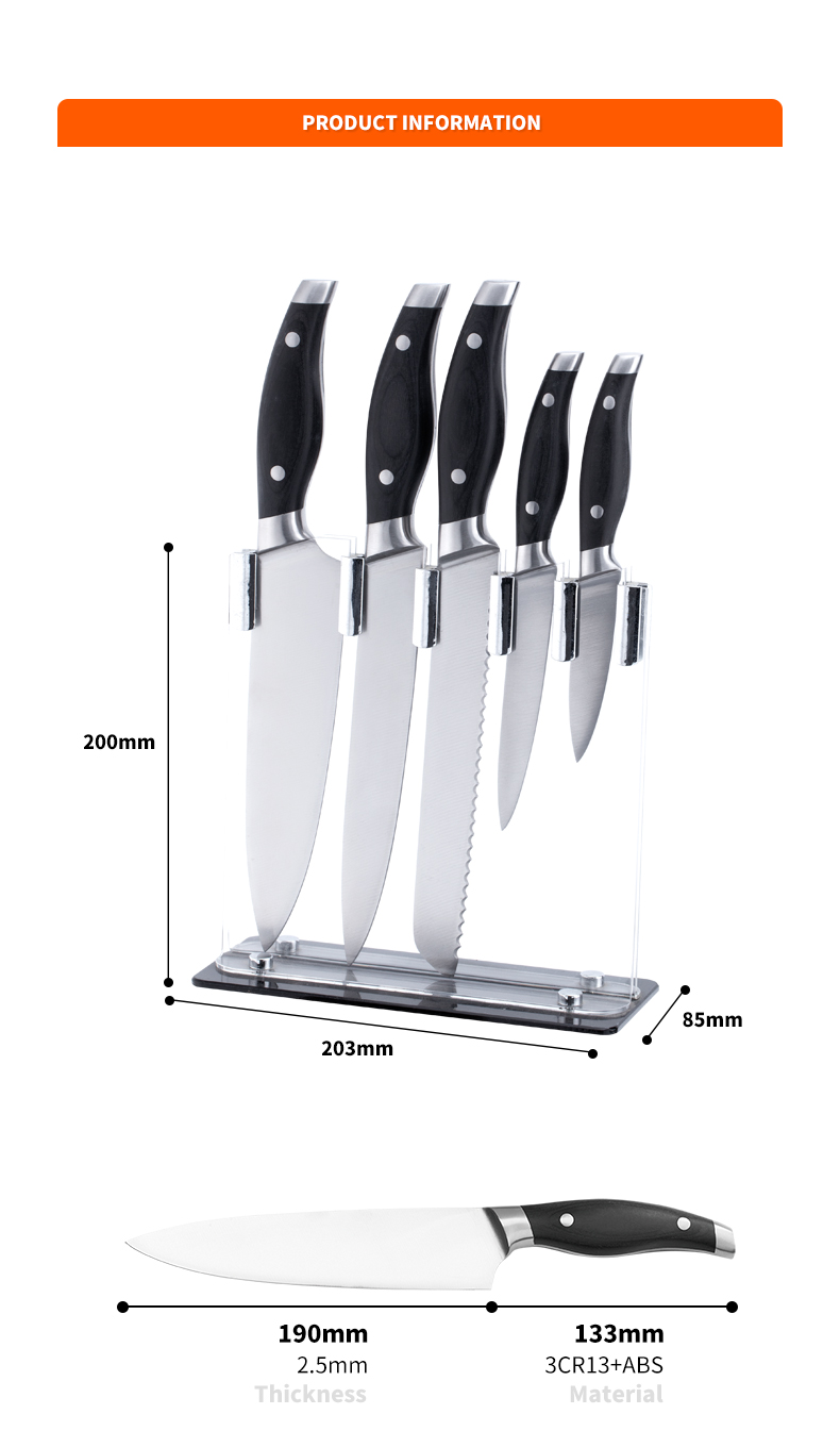 6 عدد 3cr13 چاقو سرآشپز استیل ضد زنگ مجموعه چاقوی آشپزخانه با بلوک اسیلیک-ZX | چاقوی آشپزخانه، ابزار آشپزخانه، قالب کیک سیلیکونی، تخته برش، مجموعه ابزار پخت، چاقوی سرآشپز، چاقوی استیک، چاقوی برش دهنده، چاقوی کاربردی، چاقوی جداکننده، بلوک چاقو، پایه چاقو، چاقوی سانتوکو، چاقوی کودک نوپا، چاقوی پلاستیکی، چاقوی پلاستیکی چاقو، چاقوی رنگارنگ، چاقوی استیل ضد زنگ، درب بازکن قوطی، درب بازکن بطری، صافی چای، رنده، تخم مرغ کوب، ابزار آشپزخانه نایلونی، ابزار آشپزخانه سیلیکونی، کاتر شیرینی، ست چاقوی پخت و پز، چاقو تیزکن، پوست کن، کیک زنیفی چاقو، کاردک سیلیکونی، قاشق سیلیکونی، تانگ غذا، چاقوی آهنگری، قیچی آشپزخانه، چاقوی پخت کیک، چاقوی آشپزی کودکان، چاقوی حکاکی
