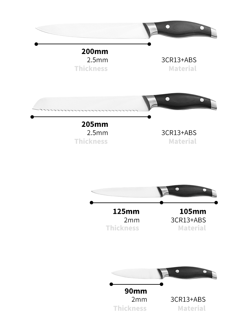 6st 3cr13 kockknivar i rostfritt stål kökskniv set med acylic block-ZX | kökskniv, köksredskap, kakform i silikon, skärbräda, bakverktygsset, kockkniv, stekkniv, skivkniv, redskapskniv, skalkniv, knivblock, knivställ, Santoku-kniv, småbarnskniv, plastkniv, non-stick målning Kniv, färgglad kniv, kniv i rostfritt stål, konservöppnare, flasköppnare, tesil, rivjärn, äggvisp, köksredskap i nylon, köksredskap i silikon, kakskärare, matlagningsknivset, knivvässare, skalare, kakkniv, ostkniv, pizza Kniv, silikonspatel, silikonsked, mattång, smidd kniv, kökssax, kakbakningsknivar, matlagningsknivar för barn, snidkniv