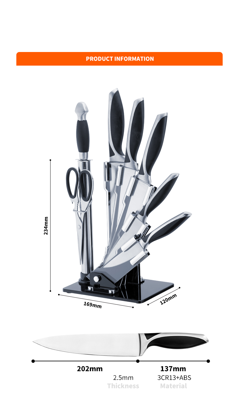 G122-8PCS 3CR13 set cuțite de bucătărie din oțel inoxidabil cuțite-ZX | cuțit de bucătărie, unelte de bucătărie, matriță din silicon pentru prăjituri, tablă de tăiat, seturi de instrumente de coacere, cuțit de bucătar, cuțit de friptură, cuțit de feliător, cuțit utilitar, cuțit de tăiat, bloc de cuțite, suport de cuțit, cuțit Santoku, cuțit pentru copii mici, cuțit de plastic, vopsea antiaderență Cuțit, cuțit colorat, cuțit din oțel inoxidabil, deschizător de conserve, deschizător de sticle, strecurătoare de ceai, răzătoare, batător de ouă, unealtă de bucătărie din nylon, unealtă de bucătărie din silicon, tăietor de prăjituri, set de cuțite de gătit, ascuțitor de cuțite, decojie, cuțit pentru prăjituri, cuțit pentru brânză, pizza Cuțit, spatular din silicon, lingură din silicon, clește pentru mâncare, cuțit forjat, foarfece de bucătărie, cuțite pentru copt, cuțite de gătit pentru copii, cuțit de sculptat