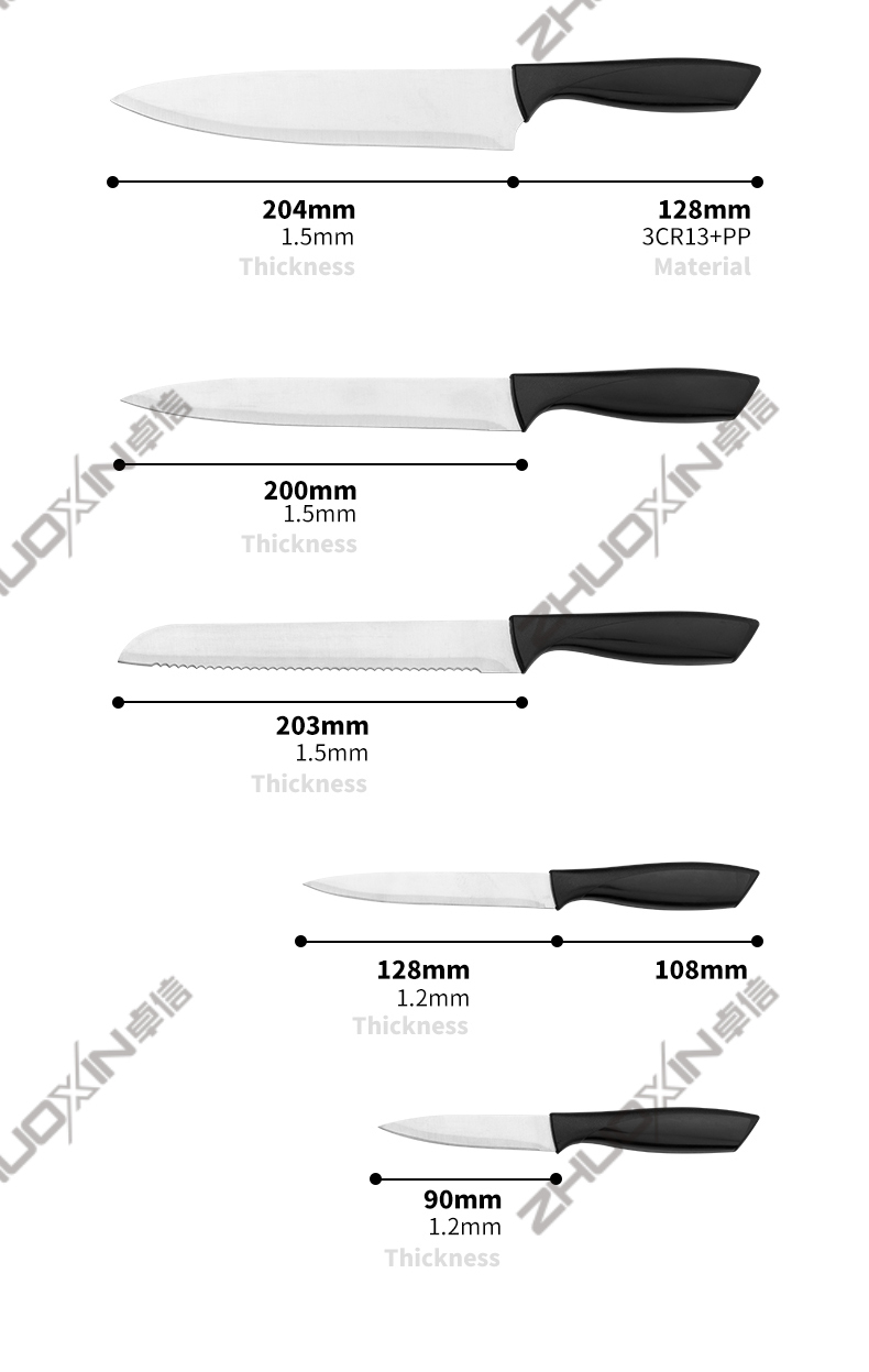 S126- ست چاقوی آشپزخانه چند منظوره از جنس استنلس استیل 3CR13-ZX | چاقوی آشپزخانه، ابزار آشپزخانه، قالب کیک سیلیکونی، تخته برش، مجموعه ابزار پخت، چاقوی سرآشپز، چاقوی استیک، چاقوی برش دهنده، چاقوی کاربردی، چاقوی جداکننده، بلوک چاقو، پایه چاقو، چاقوی سانتوکو، چاقوی کودک نوپا، چاقوی پلاستیکی، چاقوی پلاستیکی چاقو، چاقوی رنگارنگ، چاقوی استیل ضد زنگ، درب بازکن قوطی، درب بازکن بطری، صافی چای، رنده، تخم مرغ کوب، ابزار آشپزخانه نایلونی، ابزار آشپزخانه سیلیکونی، کاتر شیرینی، ست چاقوی پخت و پز، چاقو تیزکن، پوست کن، کیک زنیفی چاقو، کاردک سیلیکونی، قاشق سیلیکونی، تانگ غذا، چاقوی آهنگری، قیچی آشپزخانه، چاقوی پخت کیک، چاقوی آشپزی کودکان، چاقوی حکاکی