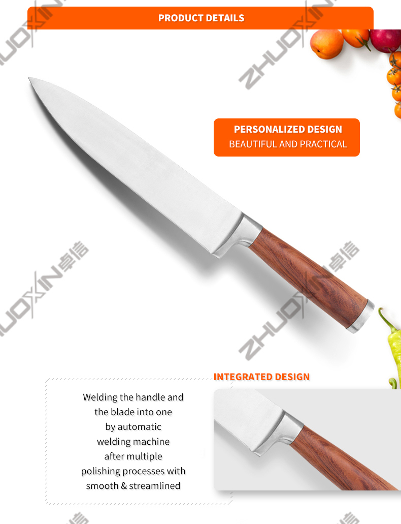 G116-高品质 6 件 3cr13 不锈钢厨房厨师刀套装带丙烯酸块-ZX | 菜刀,厨房工具,硅胶蛋糕模,砧板,烘焙工具套装,厨师刀,牛排刀,切片刀,美工刀,削皮刀,刀座,刀架,三德刀,幼儿刀,塑料刀,不粘画刀具,彩色刀,不锈钢刀,开罐器,开瓶器,滤茶器,刨丝器,打蛋器,尼龙厨具,硅胶厨具,曲奇刀,厨刀套装,磨刀器,削皮器,蛋糕刀,芝士刀,披萨刀具，硅胶铲，硅胶勺，食品钳，锻造刀，厨房剪刀，蛋糕烤刀，儿童烹饪刀，雕刻刀